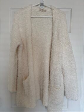 Pink Republic Cream Fuzzy Open-Front Cardigan